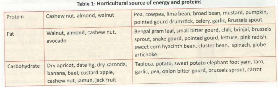 horticulture source of energy and proteins